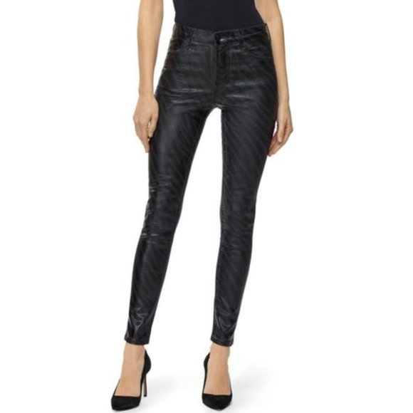 NWT J Brand black coated zebra high rise skinny jeans, 25 - Picture 5 of 12